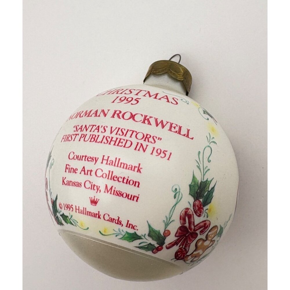 Norman Rockwell Hallmark Keepsake Santas Visitors Christmas Ornament Ball 1995 - Picture 2 of 9